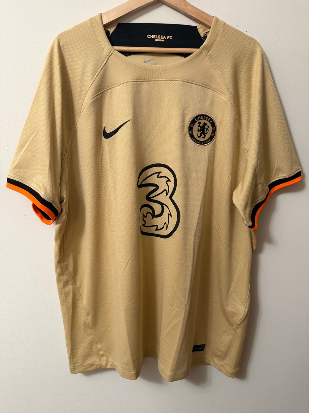 Nike Chelsea FC Men's Beige/Gold Away Jersey with Black Accents